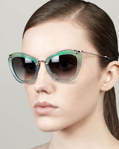 Miu Miu Glitter Catwalk Sunglasses, Turquoise.